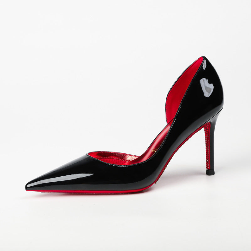 Air Cotton Side Empty Pointed Red High Sexy Temperament Shallow Women's Fashion Shoes