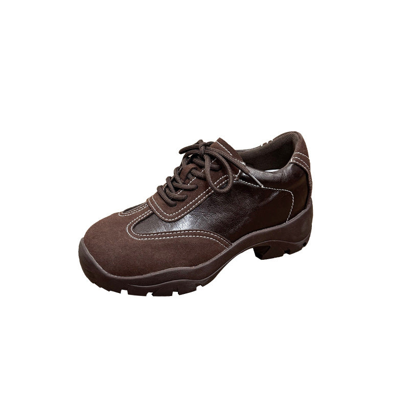Women's Height Increasing Insole Fashionable Retro German Training For Lace Up Women's Board Shoes
