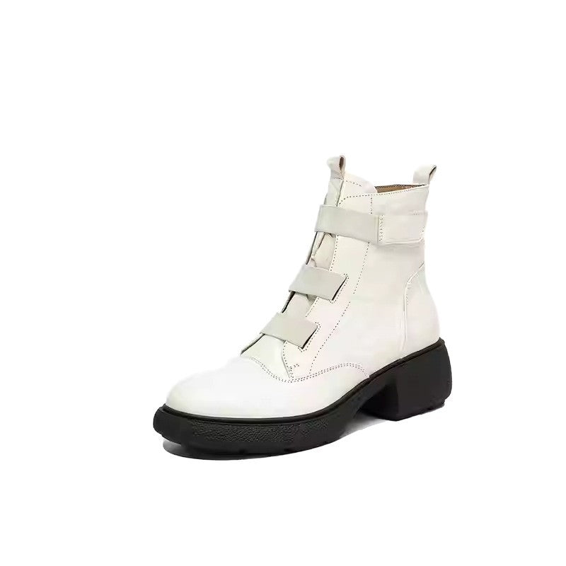 Strongly Pushed Super Beautiful Small Booties Martin Elastic Velcro Thick Women's Leather Boots