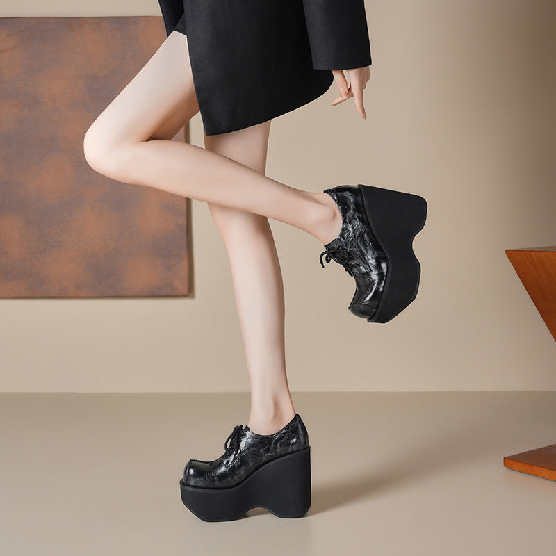 Women's Increasing Small Platform Muffin Slope High Square Women's Casual Shoes