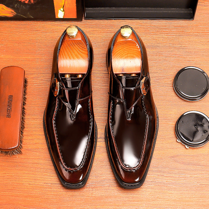 Men's Genuine Shiny Black Patent Business Formal Leather Shoes