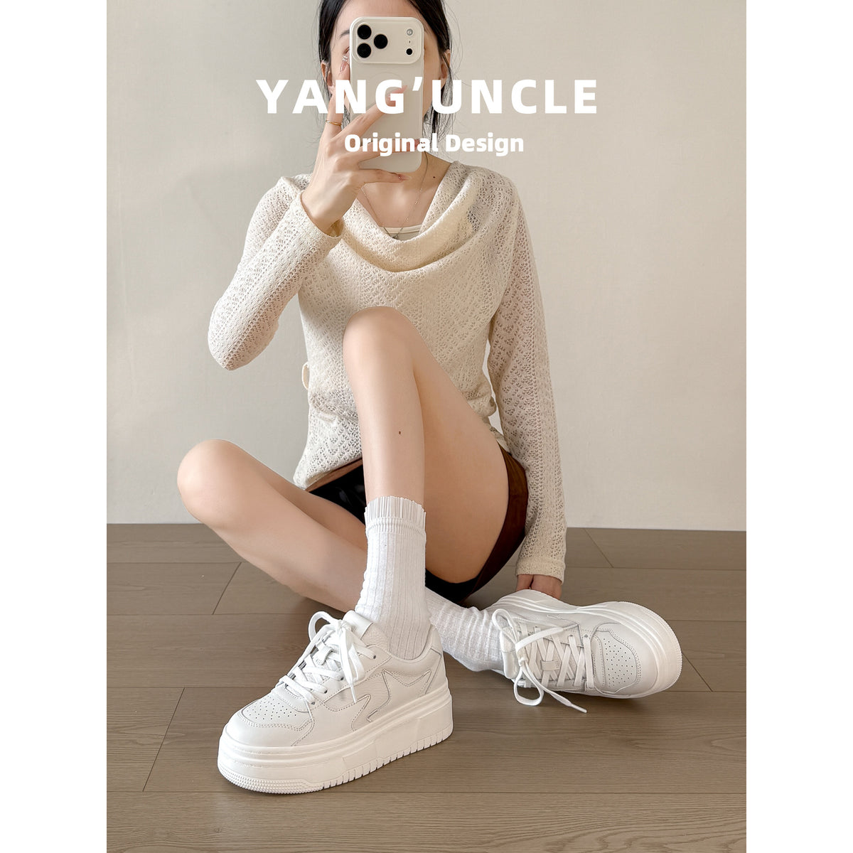 Women's White Summer Genuine Thick Bottom Small Sports Heels
