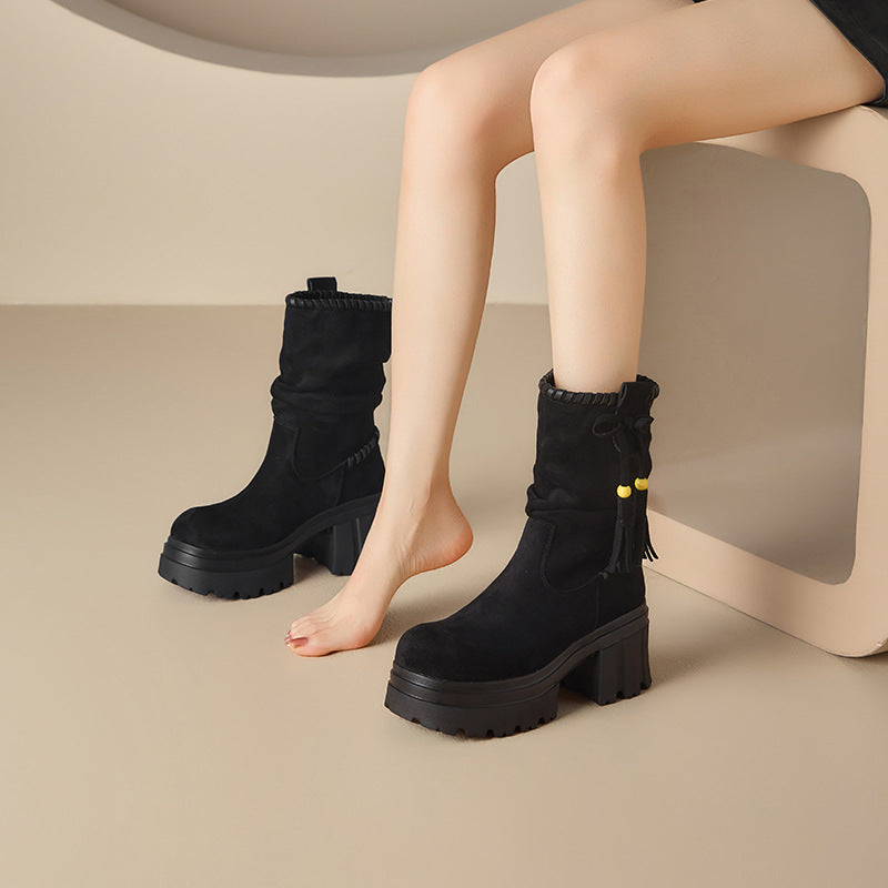 Women's Raise The Bottom Ankle Fleece-lined High Women's Leather Boots