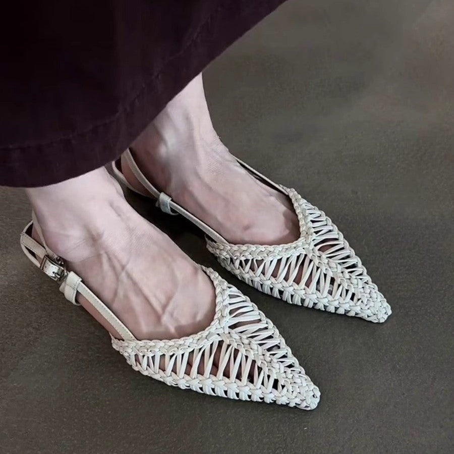 Women's Comfortable Pointed Toe Back Strap Retro Women's Fashion Shoes