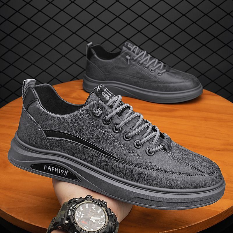 Men's Spring Breathable Waterproof Trendy Black Sports Sneakers