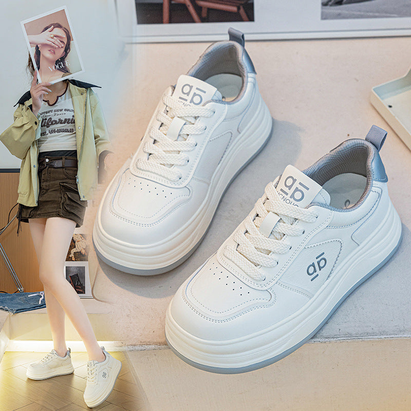 Women's Large Size One Thick Bottom Breathable White Lightweight Sports Women's Casual Shoes
