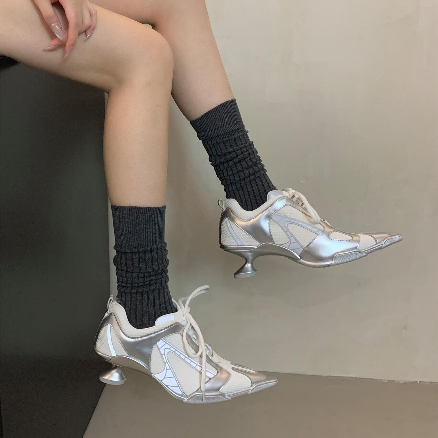 Women's Sier Design Pointed High Profiled Mesh Heels