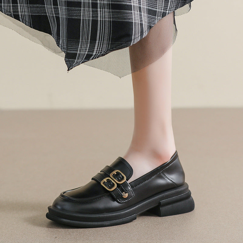 Women's Authentic Autumn Platform Black Oversized British Loafers