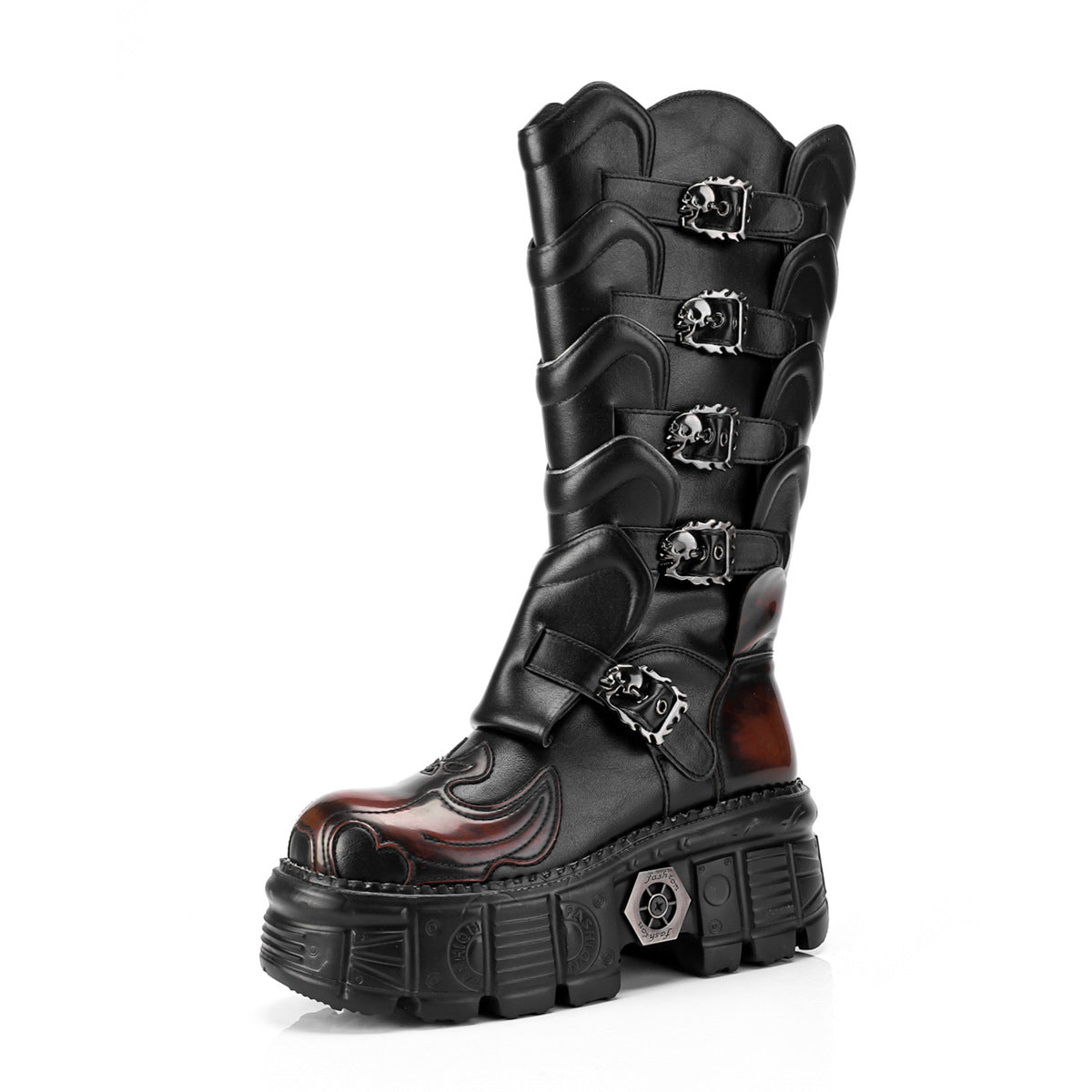 High Motorcycle Platform Female Punk Riding Women's Leather Boots