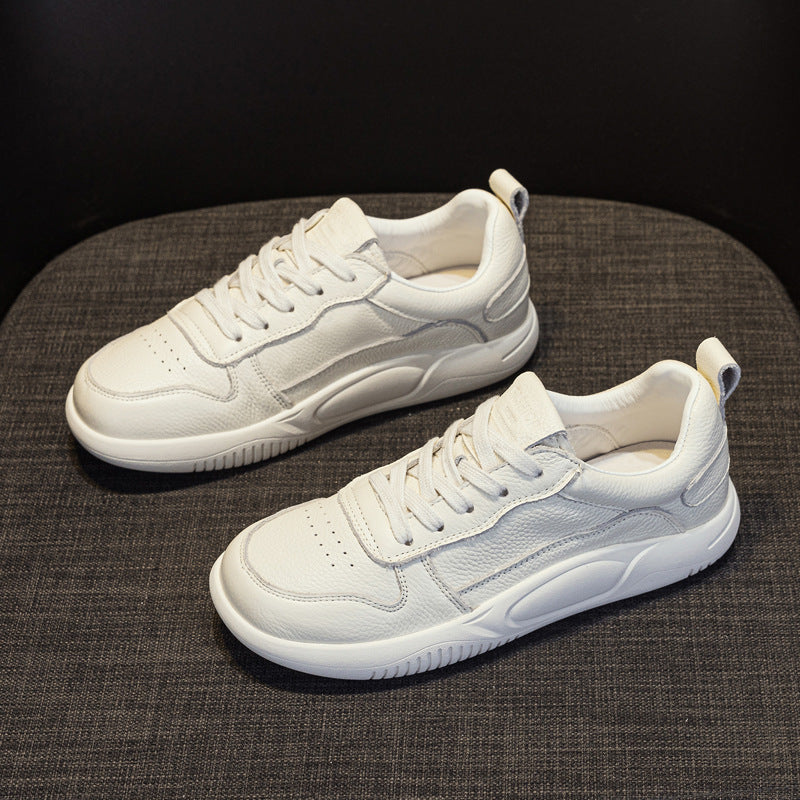 Women's Layer Cowhide Easy Wear Flat Pumps Casual Shoes