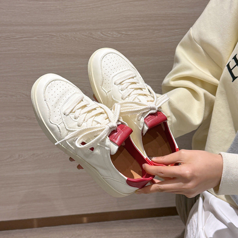 First Layer Cowhide Korean Style White Soft Bottom Women's Casual Shoes