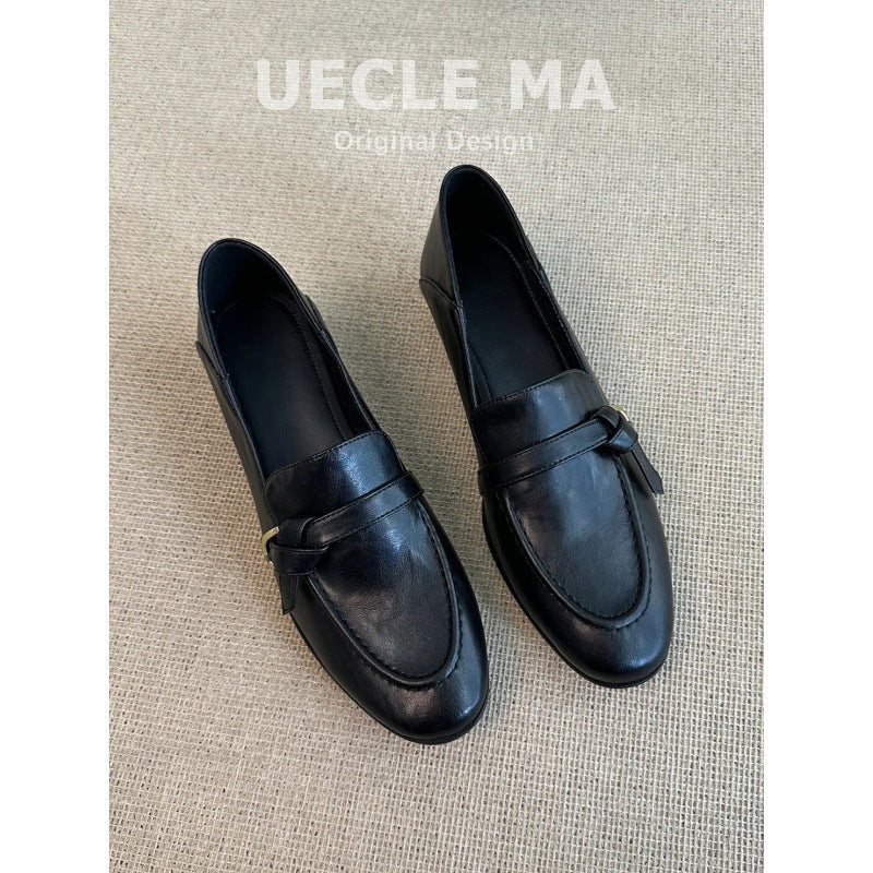 Women's Version Chunky Retro Temperament Commute Versatile Single-layer Loafers