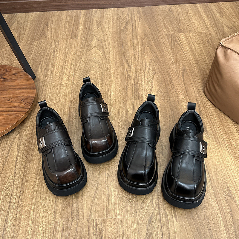 Spring Thick Bottom Increased Chunky British Velcro Loafers