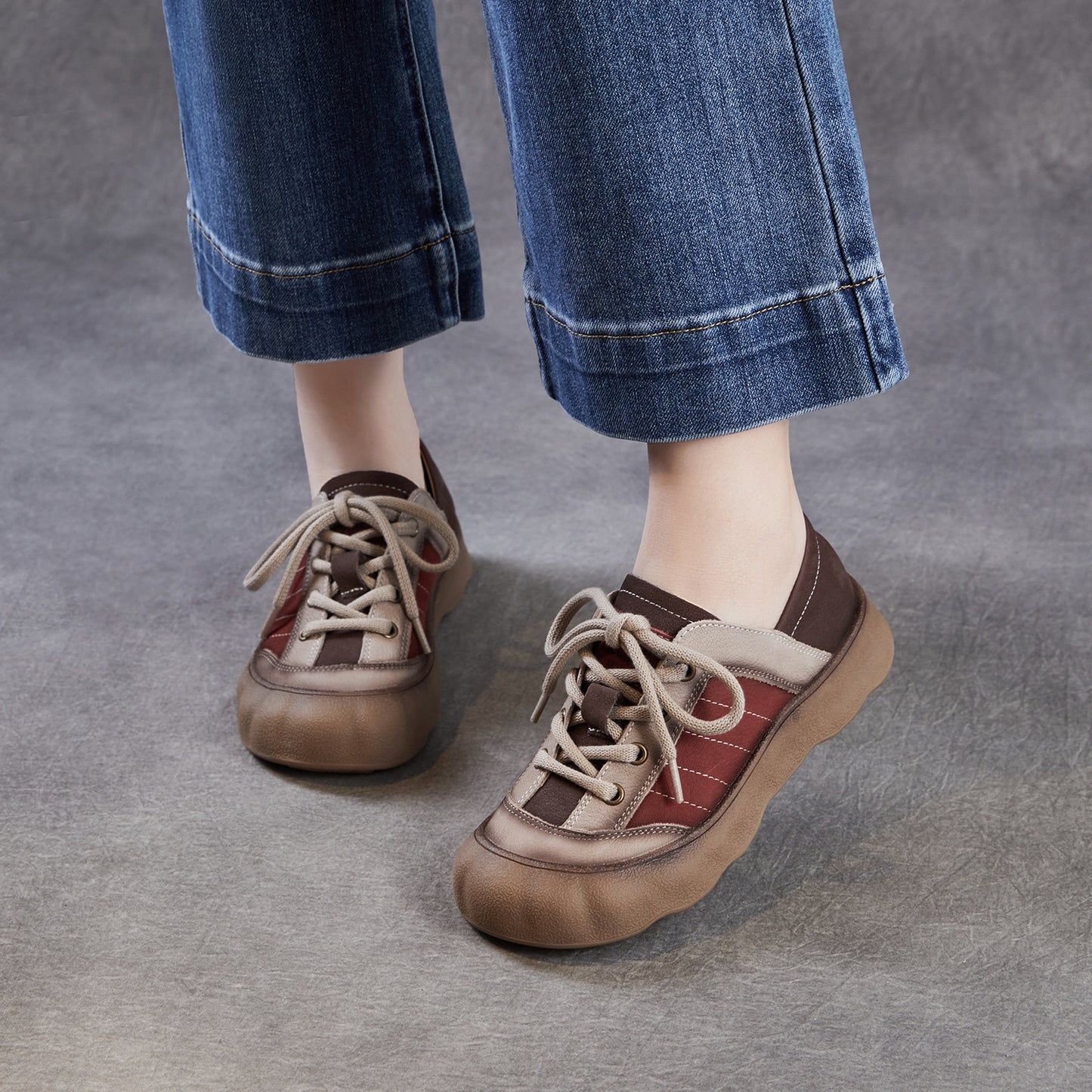 Women's Retro Flat Spring Comfortable Soft Bottom Lace Women's Casual Shoes