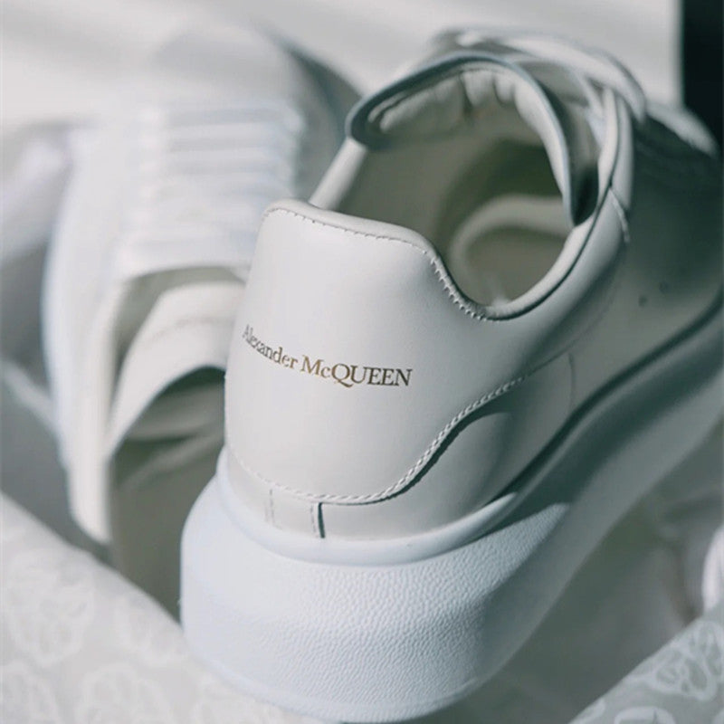 Women's Mcqueen White Platform Height Increasing Insole Genuine Couple Sneakers
