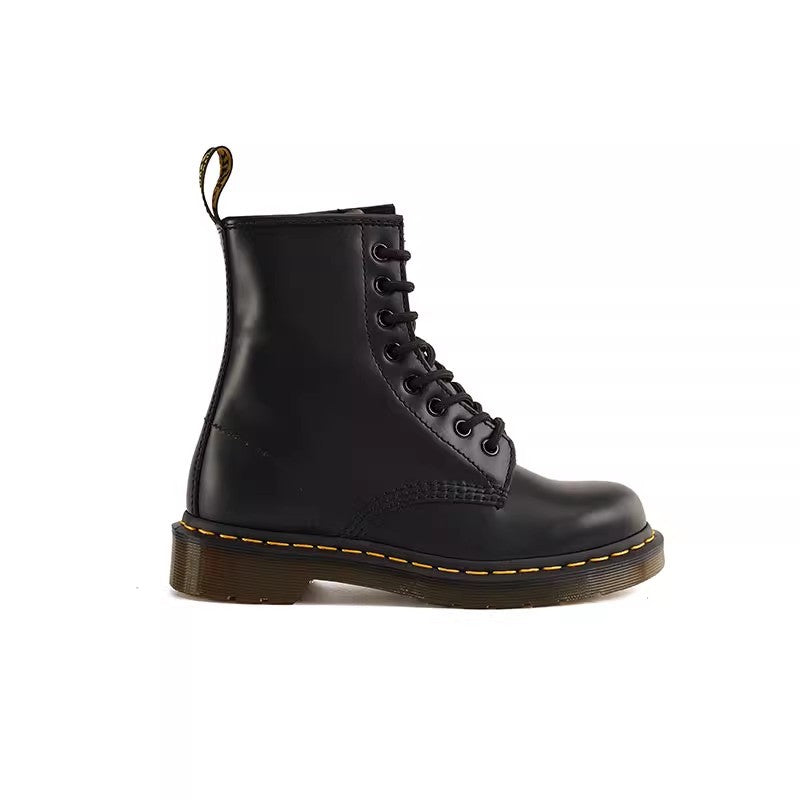 Black Classic Martin British Style Hard Unisex Short Glossy Boots