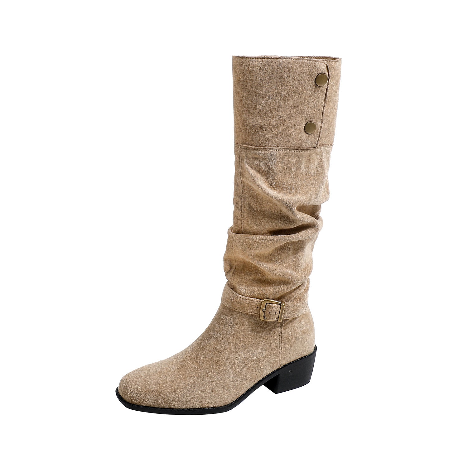 Suede French Below The Knee Retro Women's Leather Boots