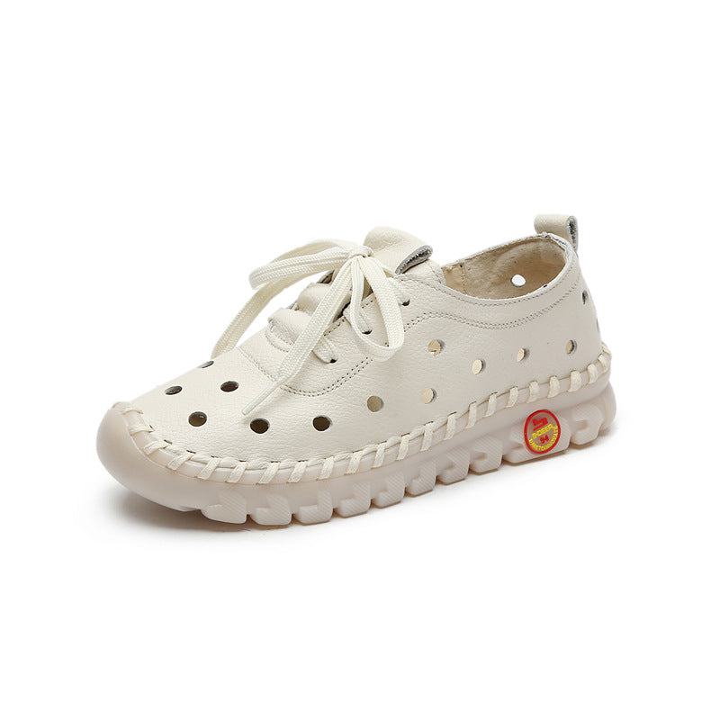 Women's Hole Genuine Comfortable Soft Soled Flats Women's Casual Shoes