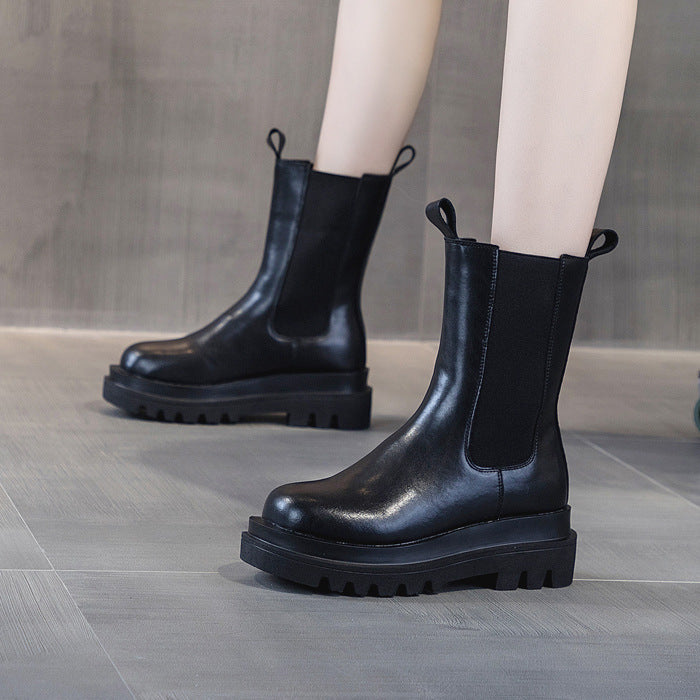 Women's Pipe Ankle Small Size Platform Chelsea Height Boots