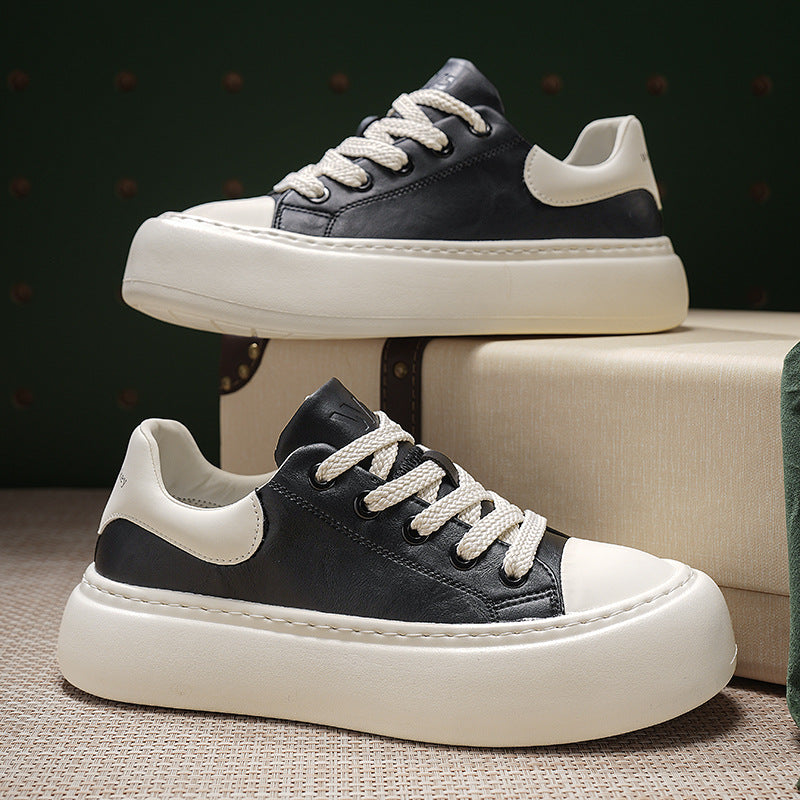 Men's Preppy Style Platform White Green Little Board Men's Sports Shoes