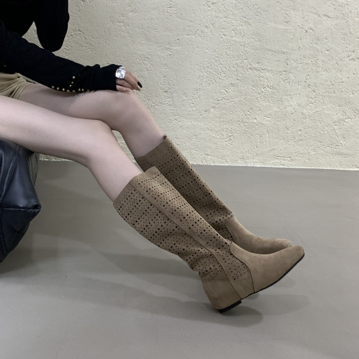 Women's Tax-free Height Increasing Insole Summer British Women's Leather Boots