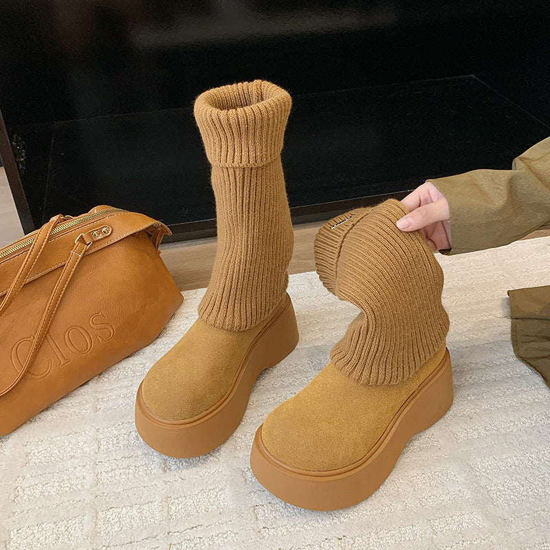 Warmer Knitted Calf Socks Thick Length Boots