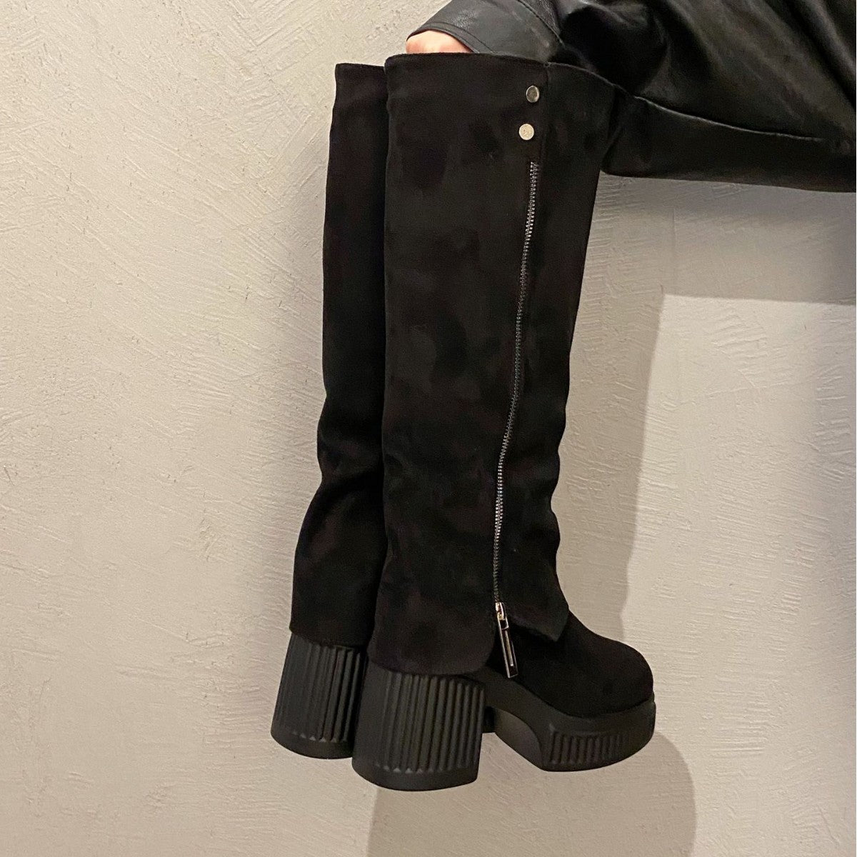 Women's High Pantyhose Fashion Waterproof Platform Retro Boots