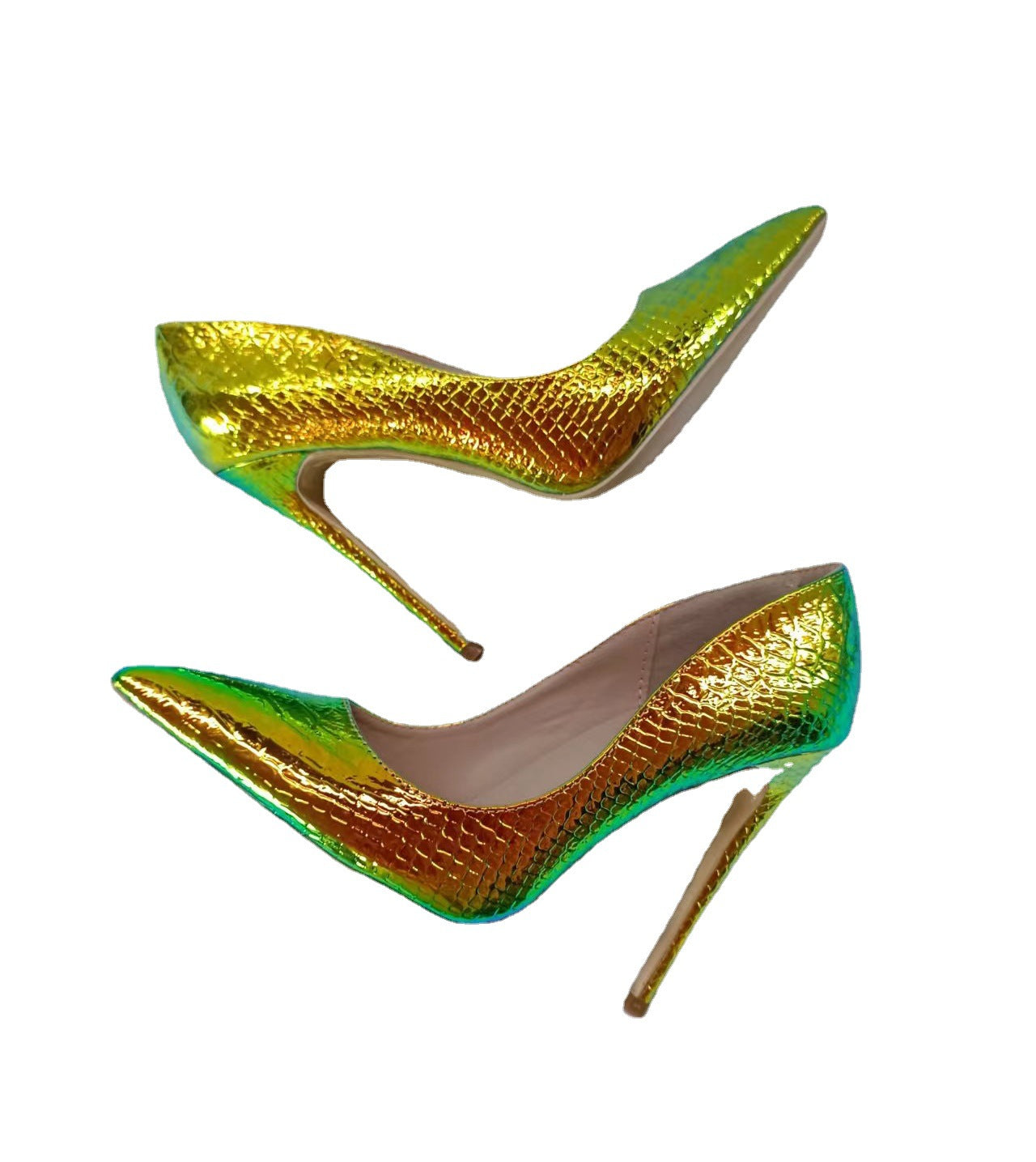 Women's Serpentine Green Pointed High Stiletto Sexy Women's Fashion Shoes