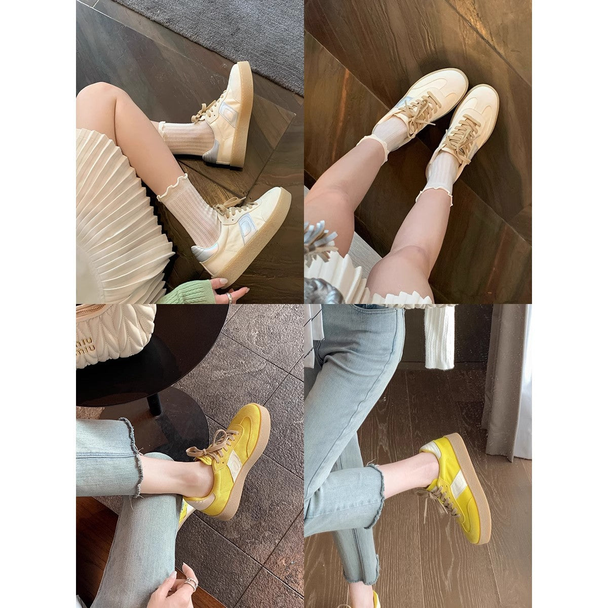 Women's Genuine Thick Bottom Color Matching Round Casual Shoes