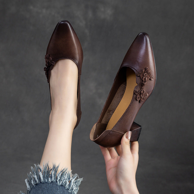 Women's Small High Ethnic Style Versatile Retro Heels