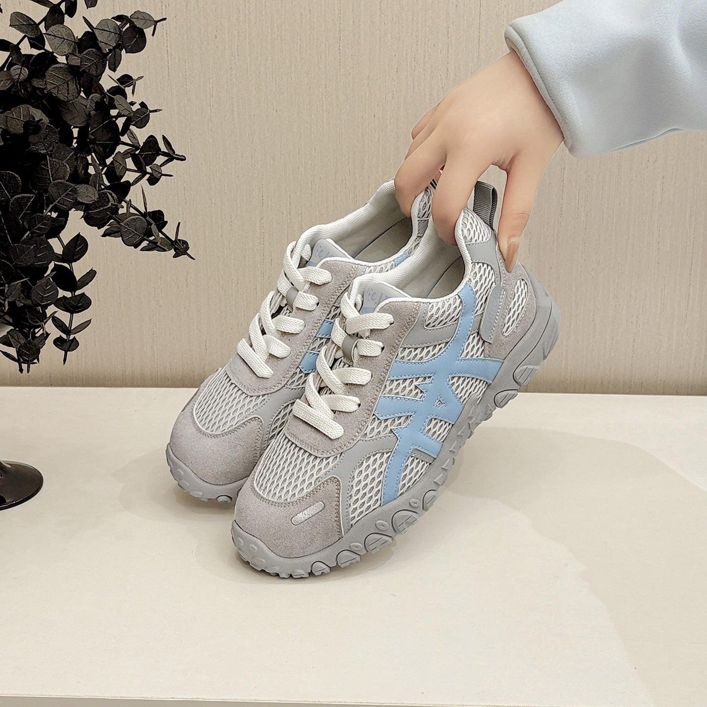 Women's Small Size Retro German Training Breathable Mesh Platform Lace Up Casual Shoes