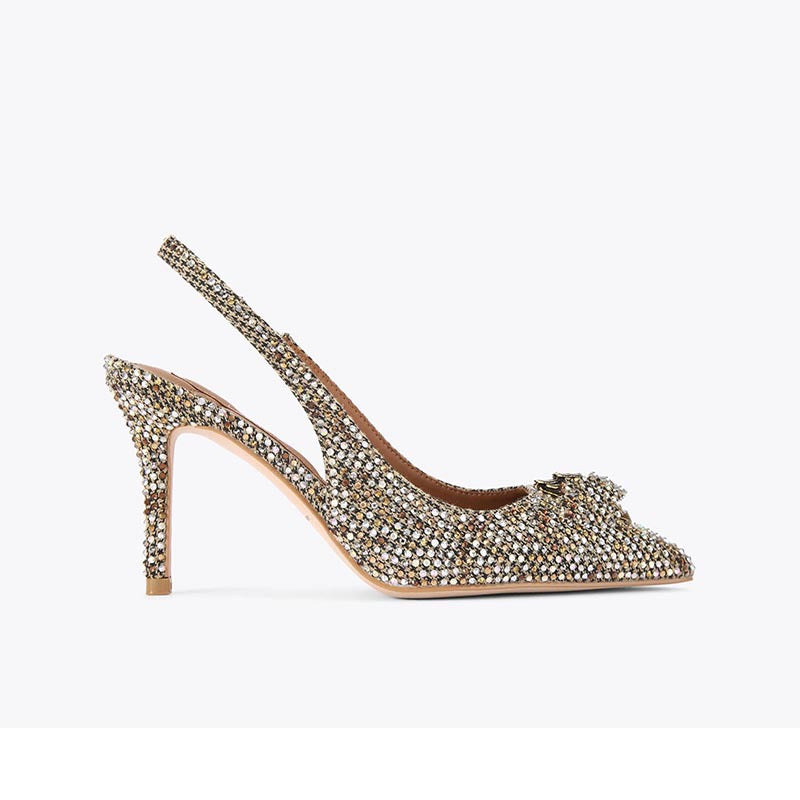 Pointed Toe Stiletto Rhinestone Eagle Head High Heeled Sandals