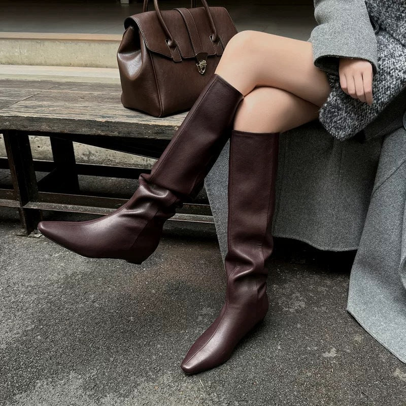 Women's Height Increasing Insole Soft High Leg Elegant Square Toe Boots