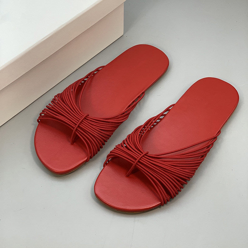 Women's Niche Rope Woven Summer Versatile Fashion Flat Slippers