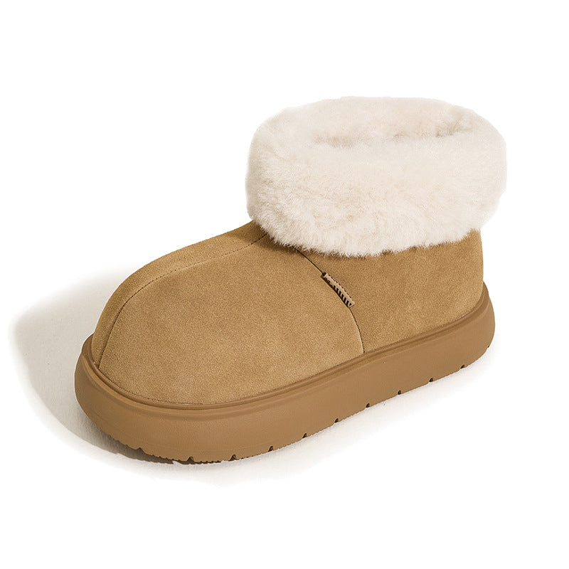 Women's Winter Fleece-lined Thickened Cotton Slip-on Lofter Snow Boots