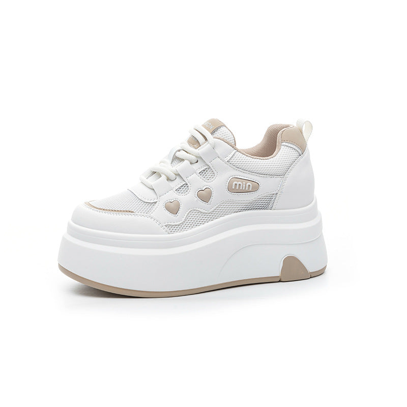 Women's Spring Platform Height Increasing Insole Korean Style Love White Men's Shoes