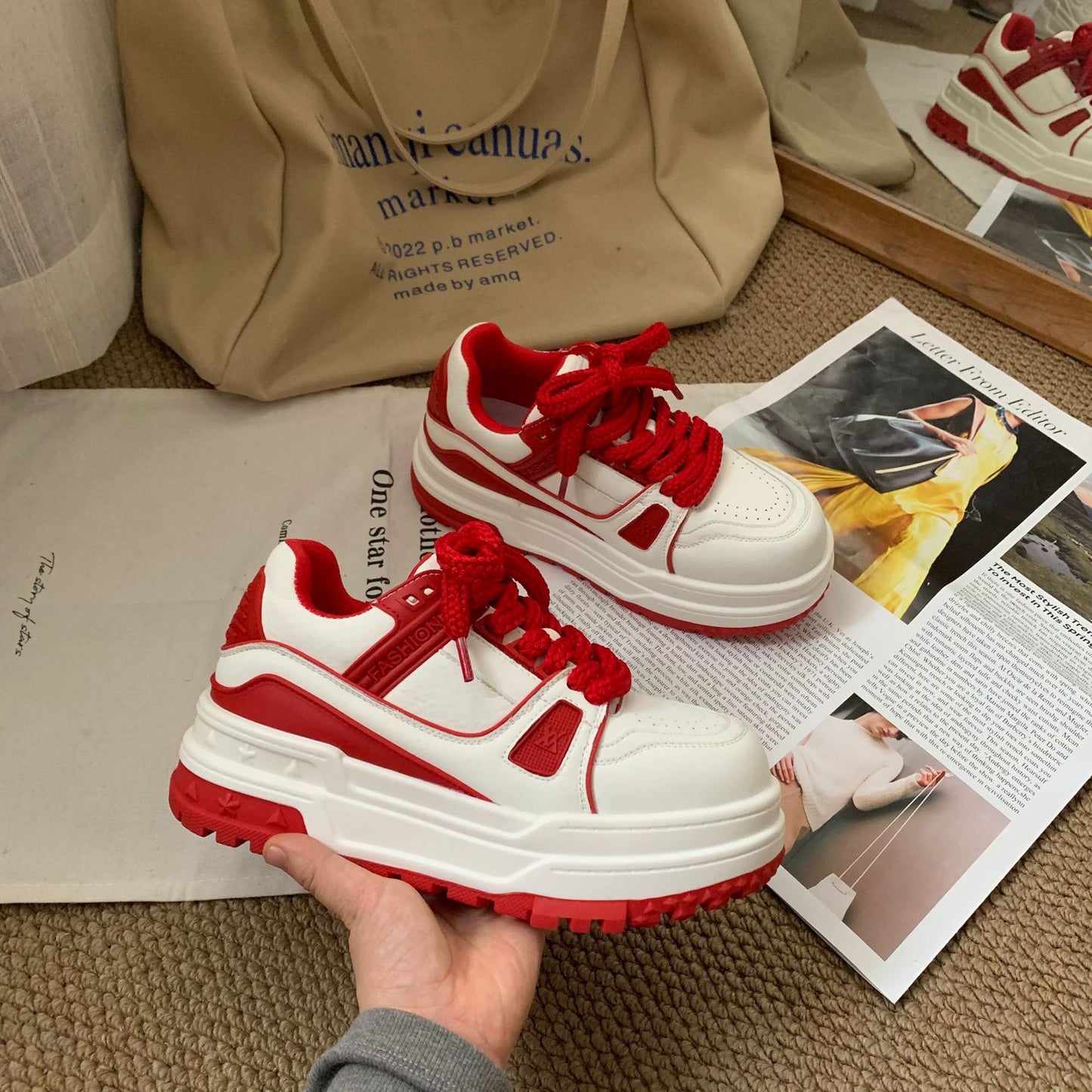 Women's Spring Small Heightened Easy Wear Color Women's Casual Shoes