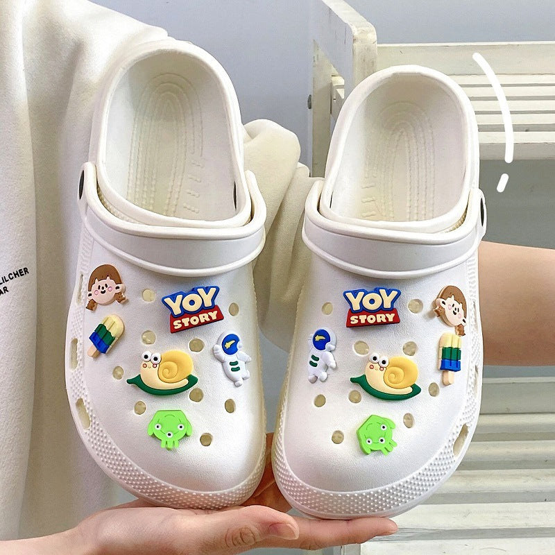 Women's Bottom Fleece-lined Hole Cartoon Cotton Warm Daily Outer Women's Shoes