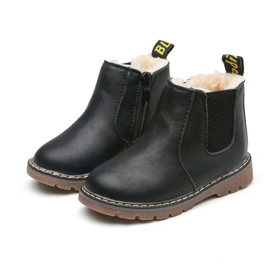 Children's British Style Solid Color Cotton Catwalk Kid's Snow Boots