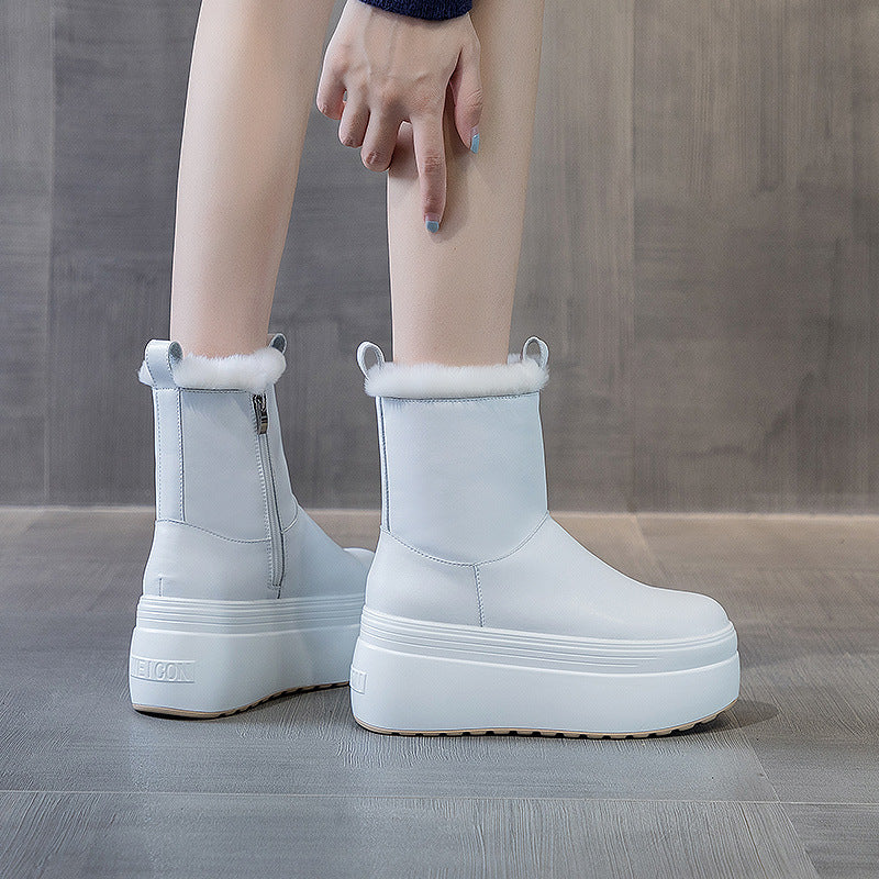 Women's Winter Fleece-lined Real Fur Warm Thick Boots