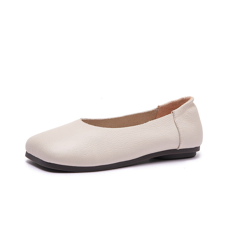 Women's Soft Bottom Square Toe Flat Black Breathable Comfortable Professional Women's Casual Shoes