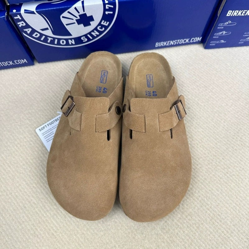 Women's & Men's Cowhide Fishing Genuine Cork Sole Toe Cap Platform Sandals