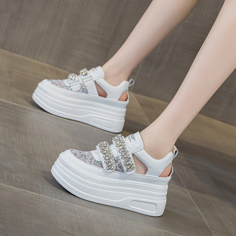 Women's Spring Authentic Platform White Velcro Sports Casual Shoes