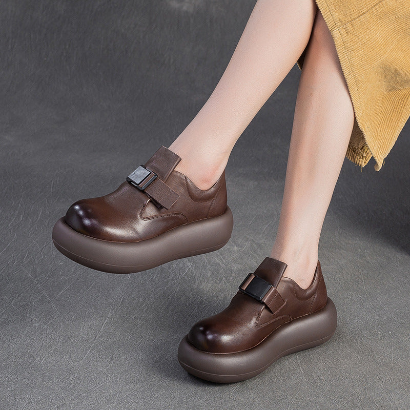 Women's Platform First Layer Cowhide Pumps Fashion Comfortable Women's Casual Shoes