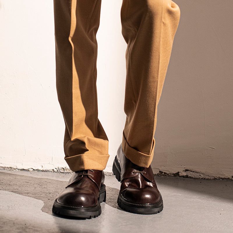 Men's Toe Round Raise The Bottom Soft Leather Shoes