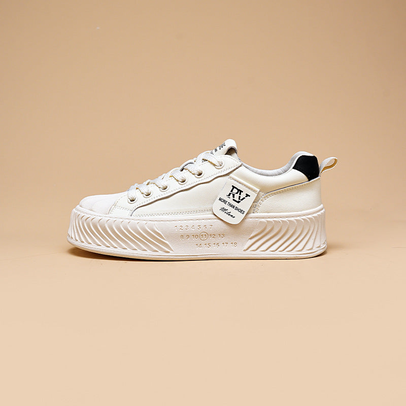 Autumn Biscuit Shape Genuine Sports White Casual Shoes