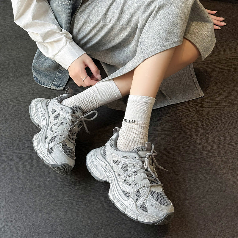 Platform Mesh Surface Color Matching Motorcycle Dad Women's Sports Shoes