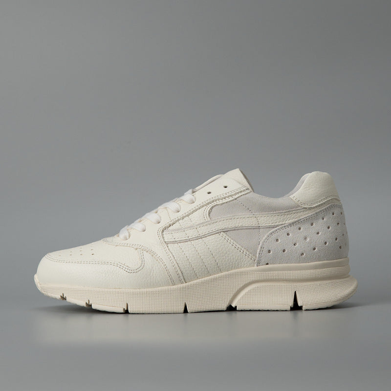 Men's Frost White Top Layer Cowhide Suede Leather Shoes