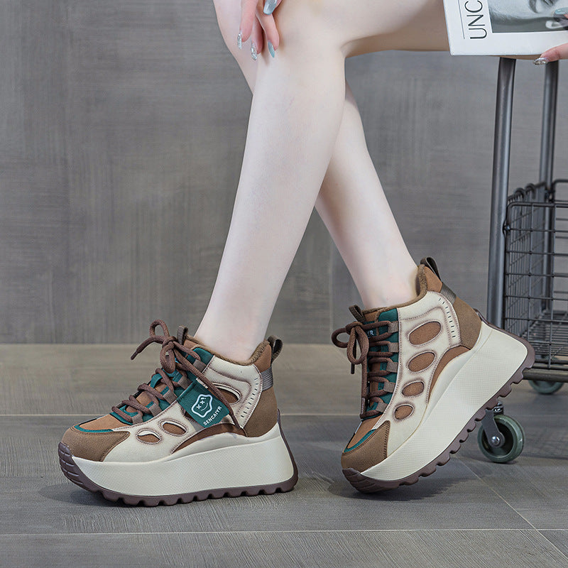 Women's Platform Dad Fleece-lined Fashion Small Women's Casual Shoes