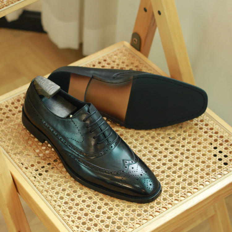 Brogue Oxford Top Layer Cowhide Breathable Leather Shoes